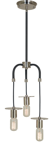 Framburg - 4893 PN/MBLACK - Three Light Pendant - Juliette - Polished Nickel with Matte Black