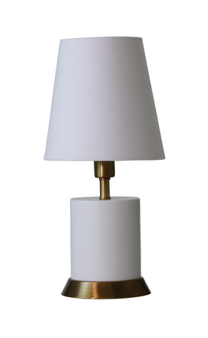 House of Troy - GEO306 - One Light Table Lamp - Geo - White with Weathered Brass accents