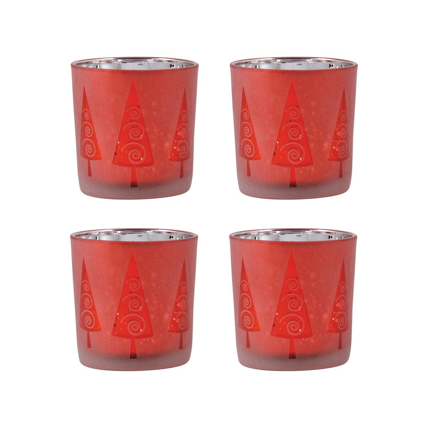 ELK Home - 394560/S4 - Tree Votives (Set Of 4) - Modern Trees - Red