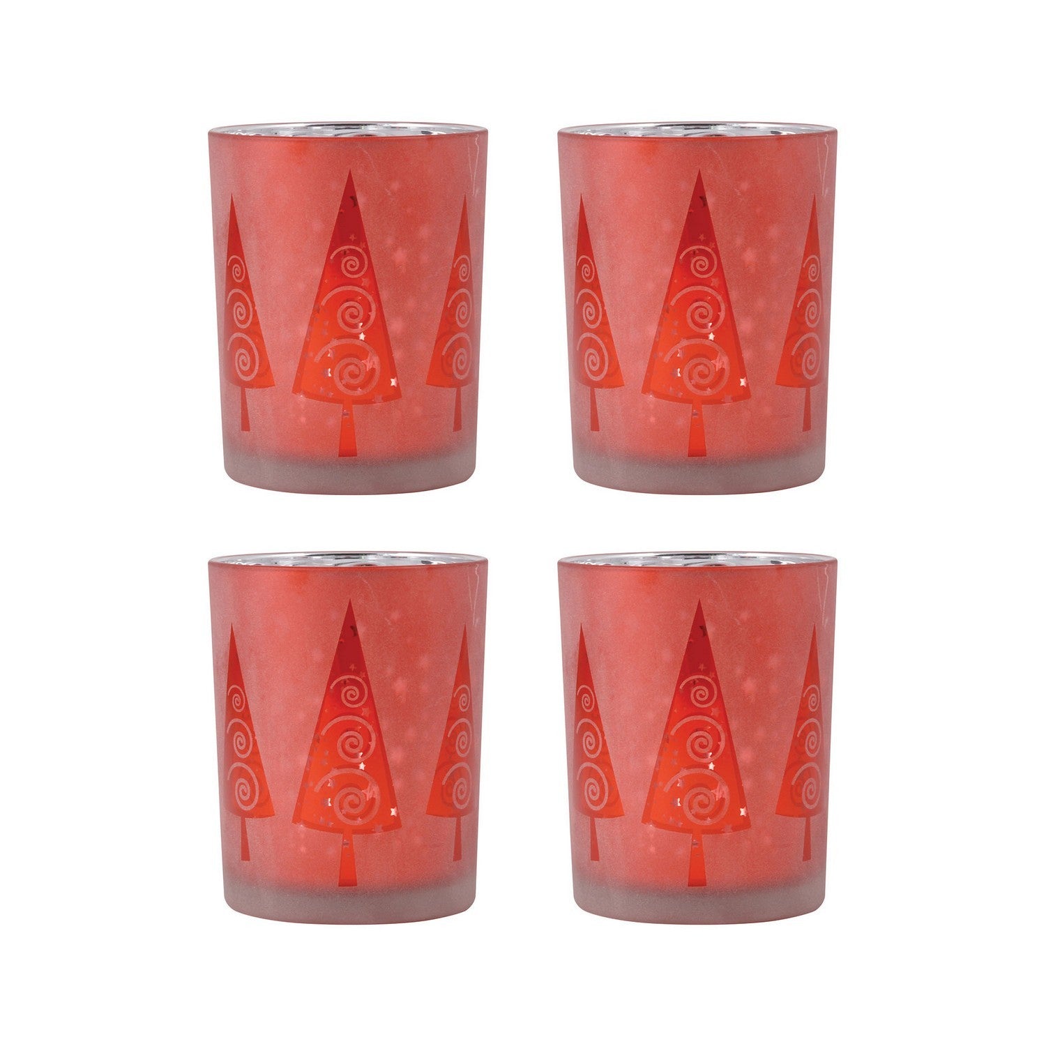 ELK Home - 394577/S4 - Pillar Holders (Set Of 4) - Modern Trees - Red