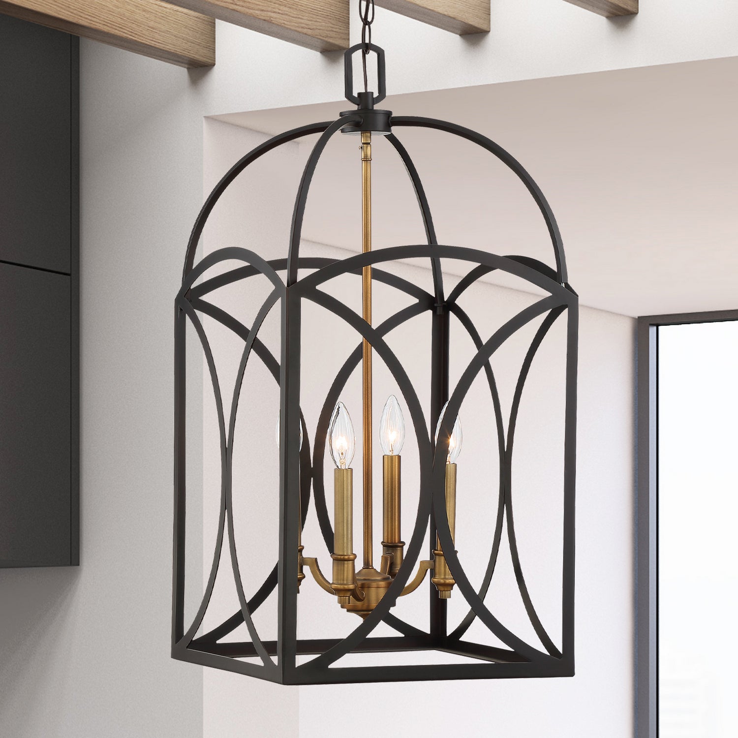 Savoy House - 3-4081-4-79 - Four Light Foyer Pendant - Talbot - English Bronze and Warm Brass