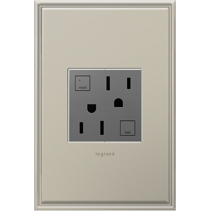Legrand - AGFTR2152M4 - Tamper-Resistant 15A Duplex Self-Test GFCI Receptacles - adorne - Magnesium