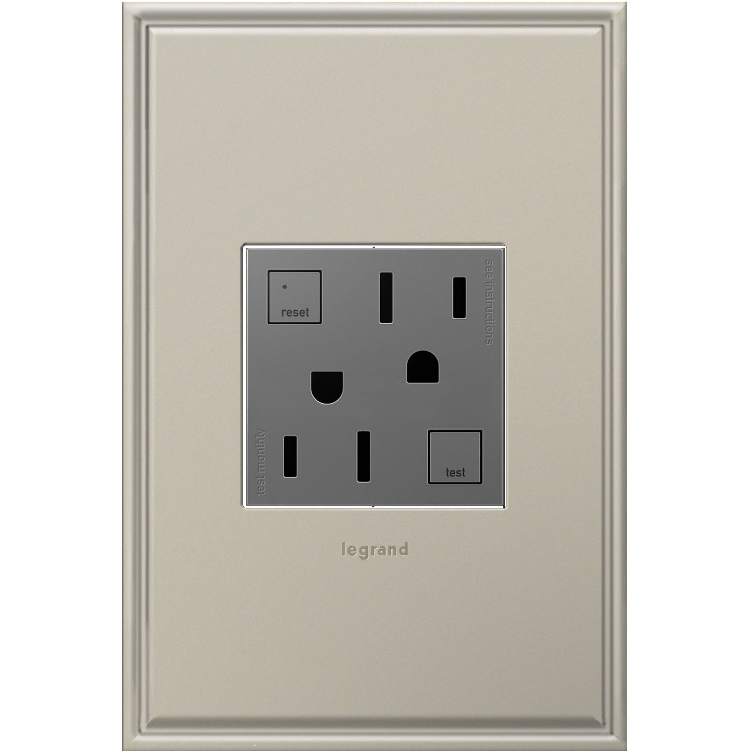 Legrand - AGFTR2152M4 - Tamper-Resistant 15A Duplex Self-Test GFCI Receptacles - adorne - Magnesium