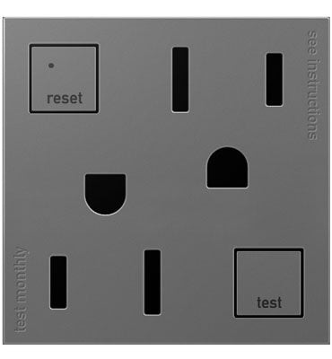 Legrand - AGFTR2152M4 - Tamper-Resistant 15A Duplex Self-Test GFCI Receptacles - adorne - Magnesium