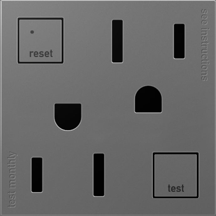 Legrand - AGFTR2152M4 - Tamper-Resistant 15A Duplex Self-Test GFCI Receptacles - adorne - Magnesium