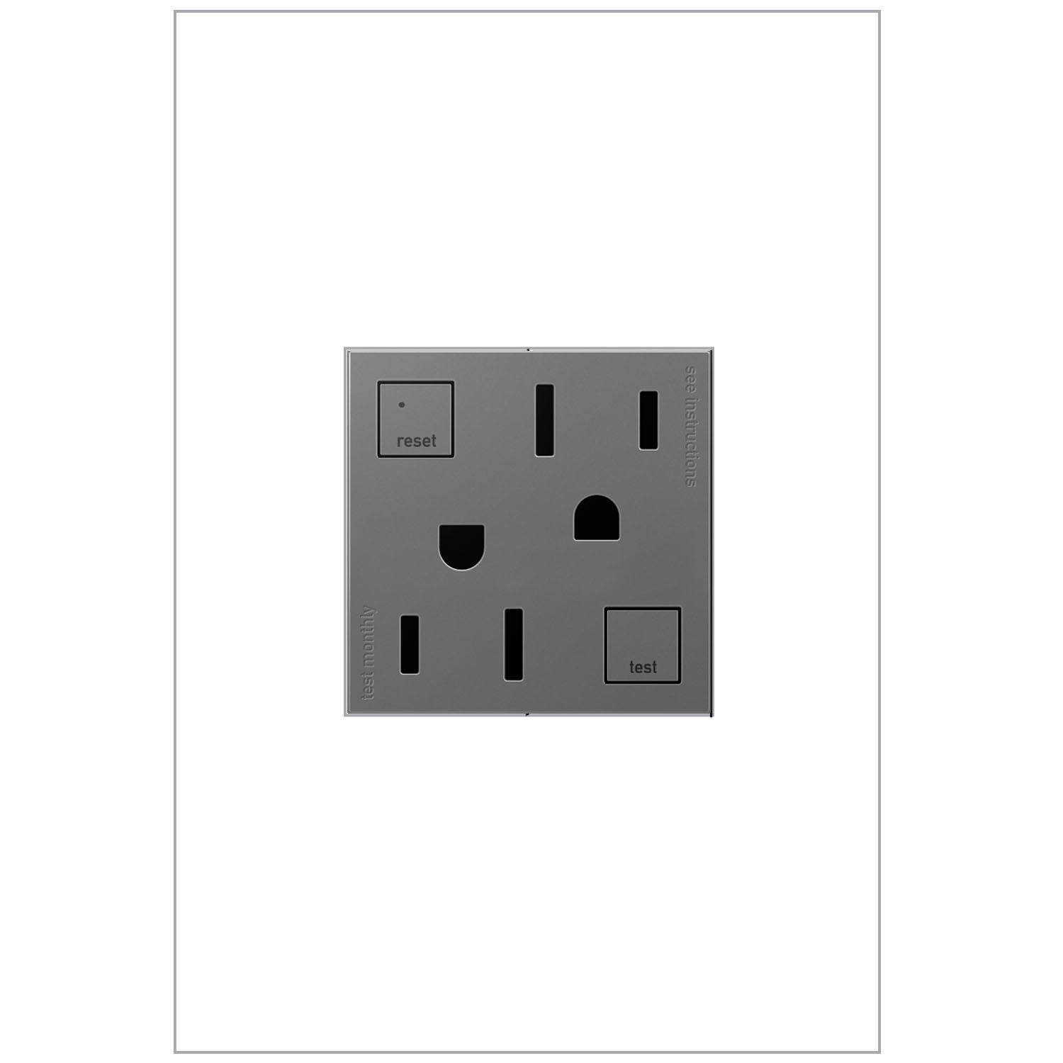 Legrand - AGFTR2152M4 - Duplex Self-Test GFCI Receptacles - Adorne - Magnesium