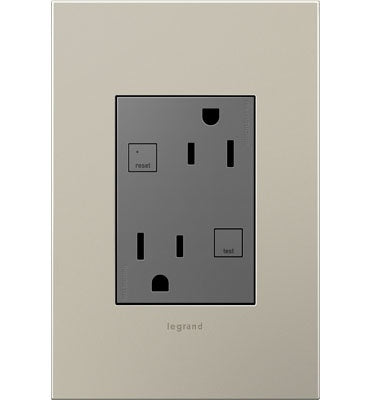 Legrand - AGFTR2153M4 - Plus Size Tamper-Resistant 15A Duplex Self-Test GFCI Receptacles - adorne - Magnesium