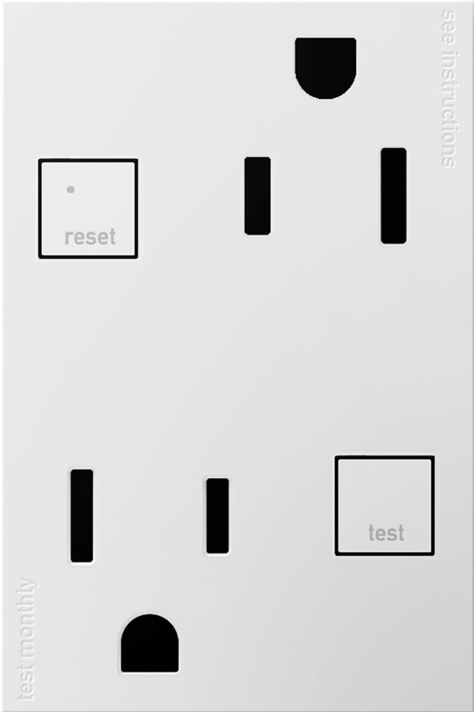 Legrand - AGFTR2153W4 - Plus Size Tamper-Resistant 15A Duplex Self-Test GFCI Receptacles - adorne - White