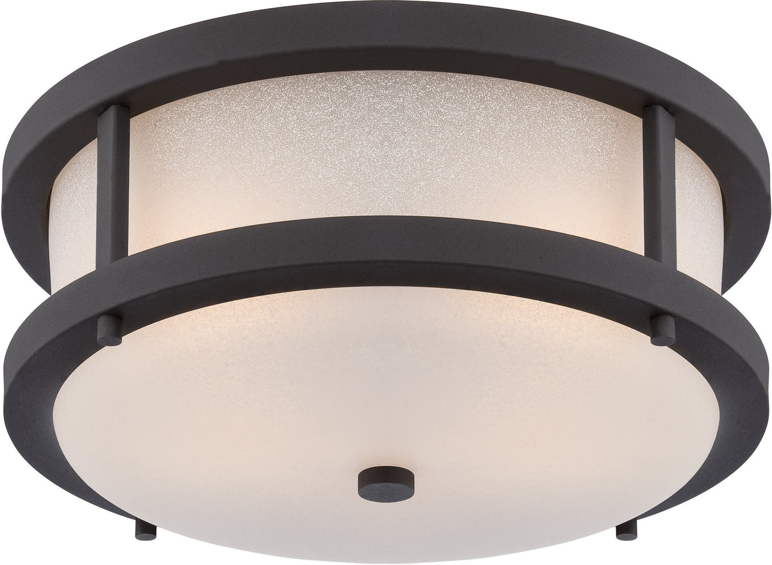 Nuvo Lighting - 62-653 - LED Outdoor Flush Mount - Willis - Textured Black / Antique White Glass