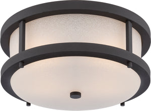 Nuvo Lighting - 62-653 - LED Outdoor Flush Mount - Willis - Textured Black / Antique White Glass