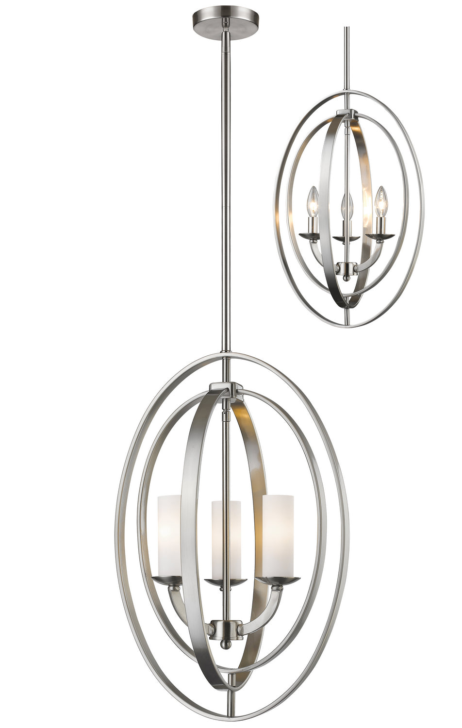 Z-Lite - 6004-3S-BN - Three Light Chandelier - Ashling - Brushed Nickel