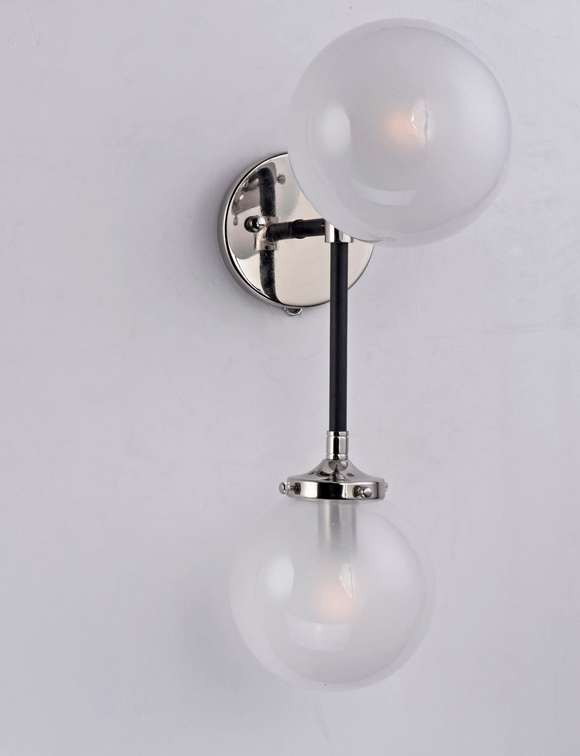 Maxim - 24722WTBKPN - Two Light Wall Sconce - Atom - Black / Polished Nickel