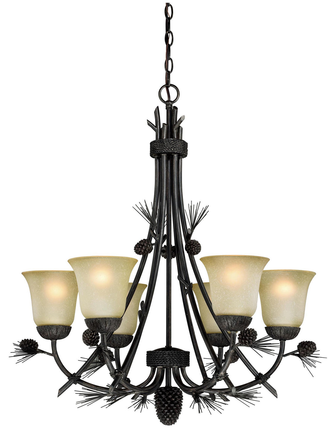 Vaxcel - H0170 - Six Light Chandelier - Sierra - Black Walnut