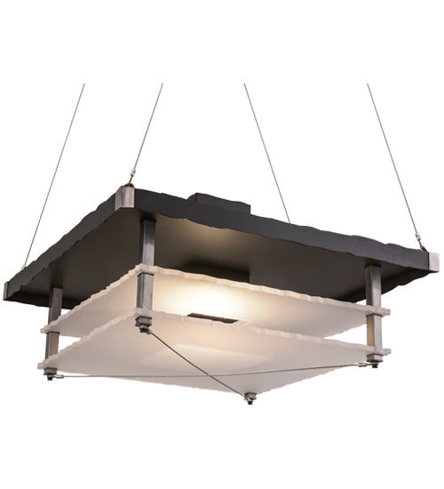 2nd Avenue - 05.0282.30.108H - Two Light Pendant - Metropolis - Black Deco/Raw Steel