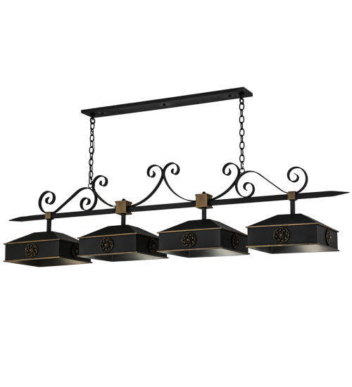 2nd Avenue - 05.0948.78.MOD - Four Light Pendant - Stefano - Blackwash W/Gold Accents