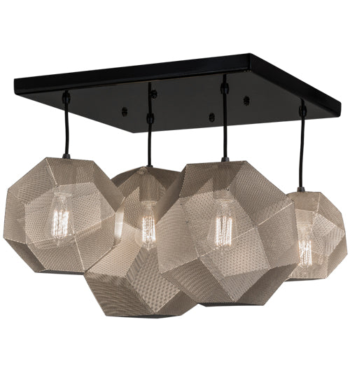 2nd Avenue - 62799-19 - Four Light Pendant - Nidos - Mirror Black & Nickel