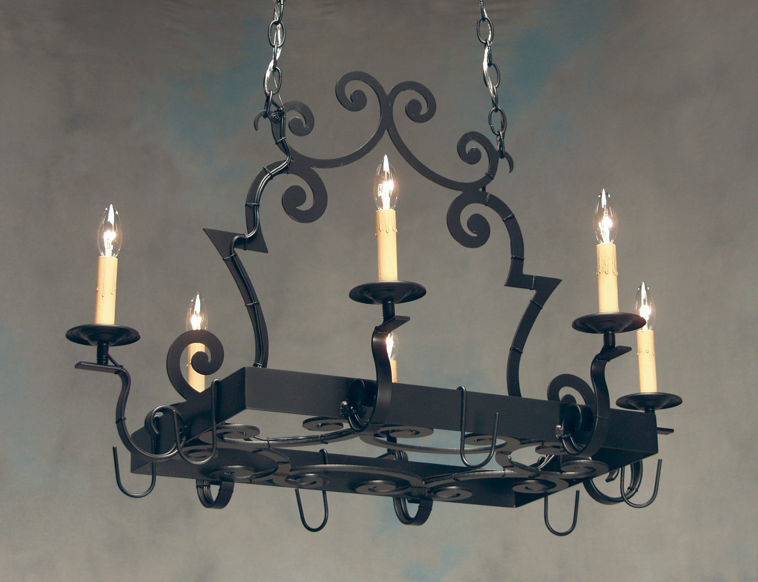 2nd Avenue - 8017.36.ES - Six Light Pot Rack - Elara - Blackwash