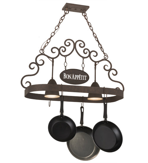 2nd Avenue - 8019.32.ES.261U - Two Light Pot Rack - Bon Appetit - Gilded Tobacco