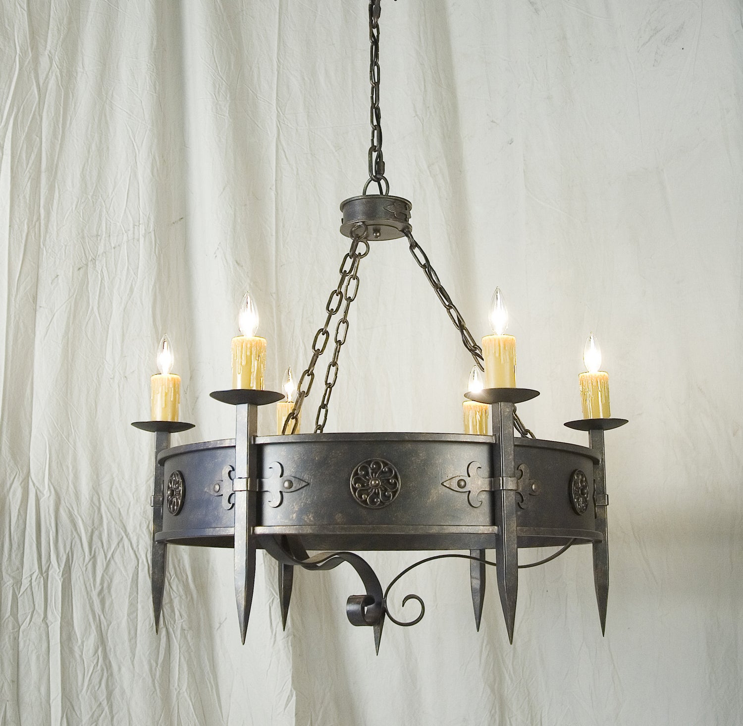 2nd Avenue - 871019.36 - Six Light Chandelier - Calandra - Gilded Tobacco