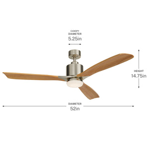 Kichler - 300027BSS - 52"Ceiling Fan - Ridley II - Brushed Stainless Steel