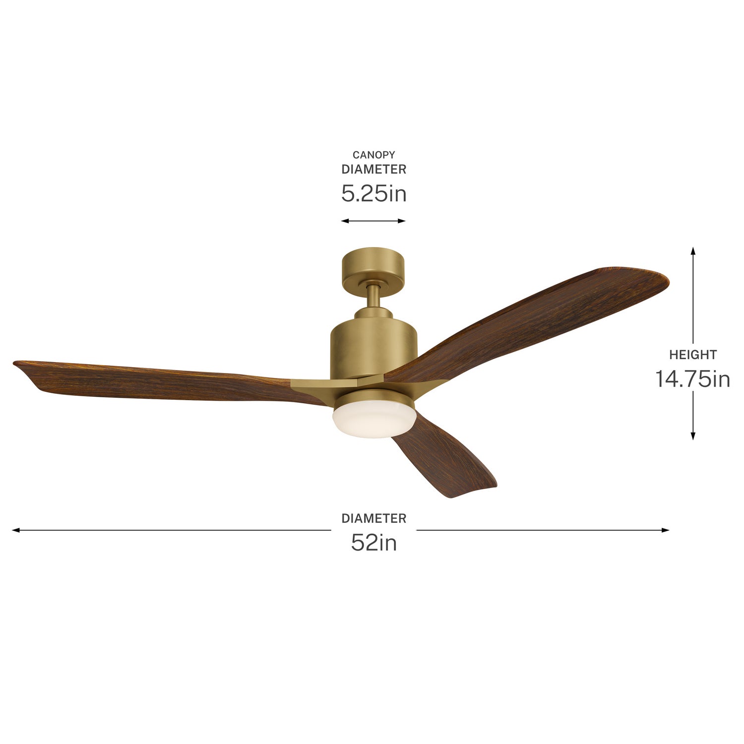 Kichler - 300027NBR - 52"Ceiling Fan - Ridley II - Natural Brass