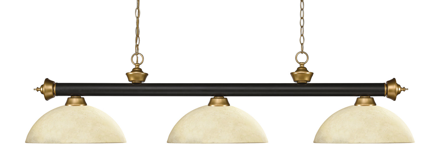 Z-Lite - 200-3BRZ+SG-DGM14 - Three Light Billiard - Riviera - Bronze / Satin Gold