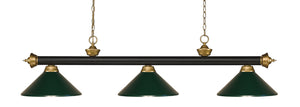Z-Lite - 200-3BRZ+SG-MDG - Three Light Billiard - Riviera - Bronze + Satin Gold