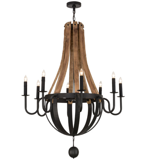 2nd Avenue - 34789-26 - Eight Light Chandelier - Barrel Stave - Wrought Iron & Natural Wood