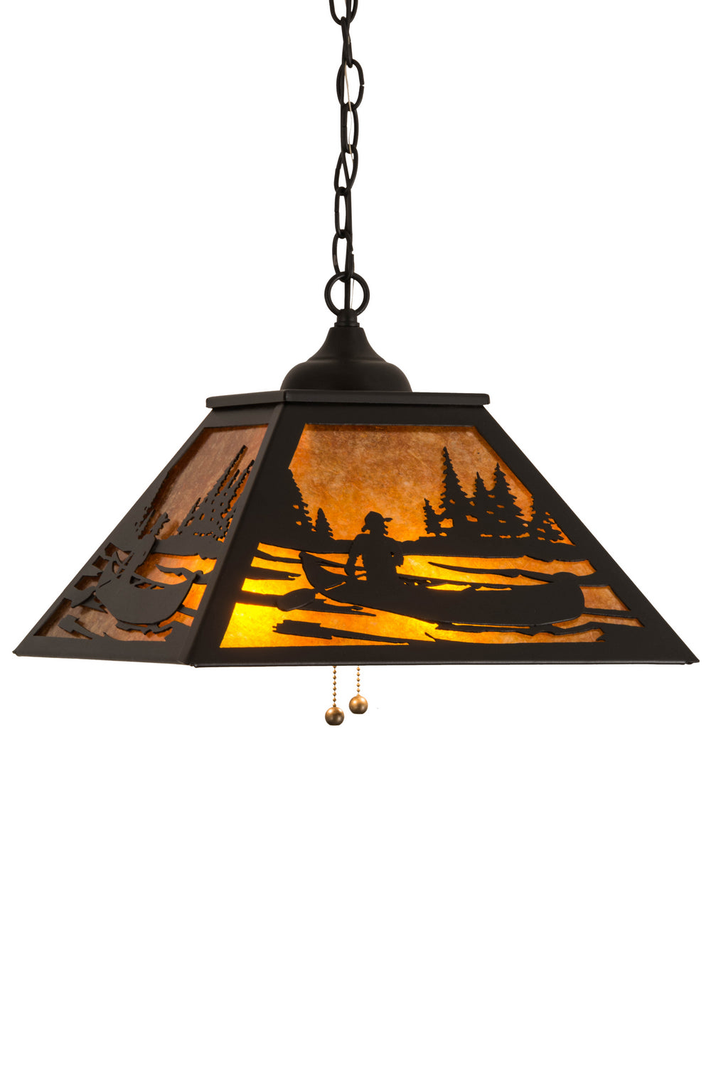 Meyda Tiffany - 143643 - Two Light Pendant - Canoe - Textured Black