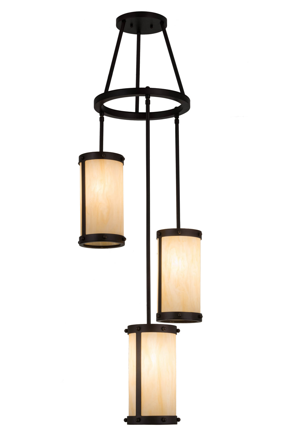 Meyda Tiffany - 167464 - Three Light Chandelier - Cartier - Mahogany Bronze