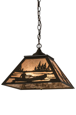 Meyda Tiffany - 175542 - Two Light Pendant - Canoe At Lake - Oil Rubbed Bronze