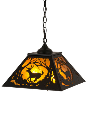 Meyda Tiffany - 180042 - Two Light Pendant - Deer At Dawn - Textured Black