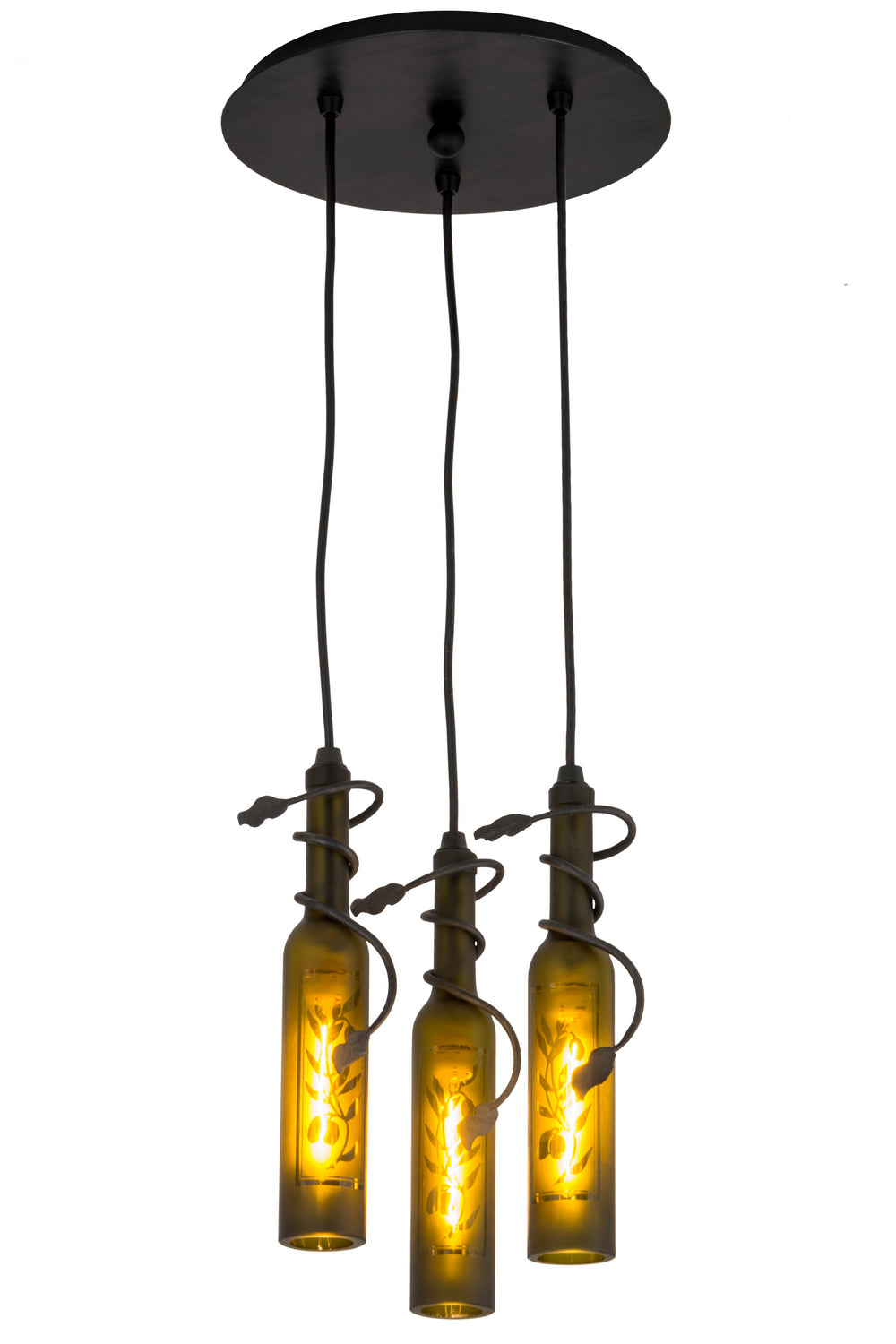 Meyda Tiffany - 180049 - Three Light Pendant - Tuscan Vineyard - Textured Black