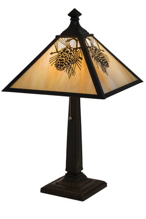 Meyda Tiffany - 181590 - One Light Table Lamp - Winter Pine - Craftsman Brown