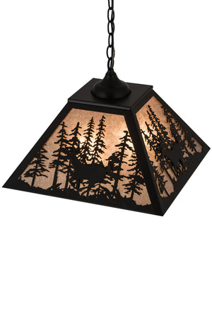 Meyda Tiffany - 183017 - Two Light Pendant - Deer Through The Trees - Textured Black