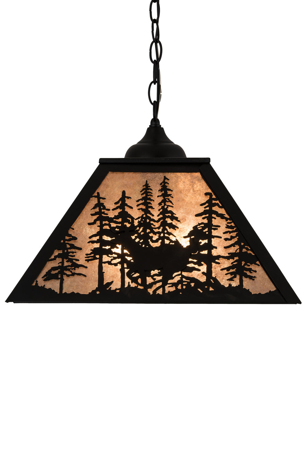 Meyda Tiffany - 183017 - Two Light Pendant - Deer Through The Trees - Textured Black