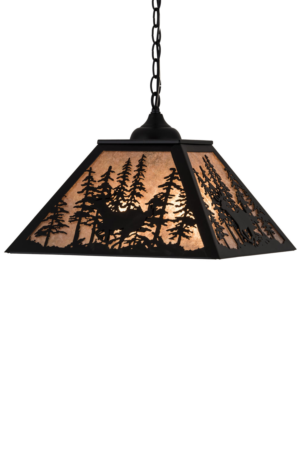 Meyda Tiffany - 183017 - Two Light Pendant - Deer Through The Trees - Textured Black