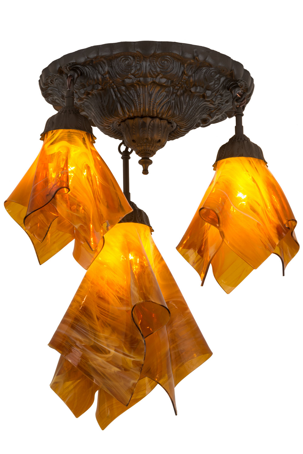 Meyda Tiffany - 183930 - Three Light Pendant - Handkerchief - Oil Rubbed Bronze