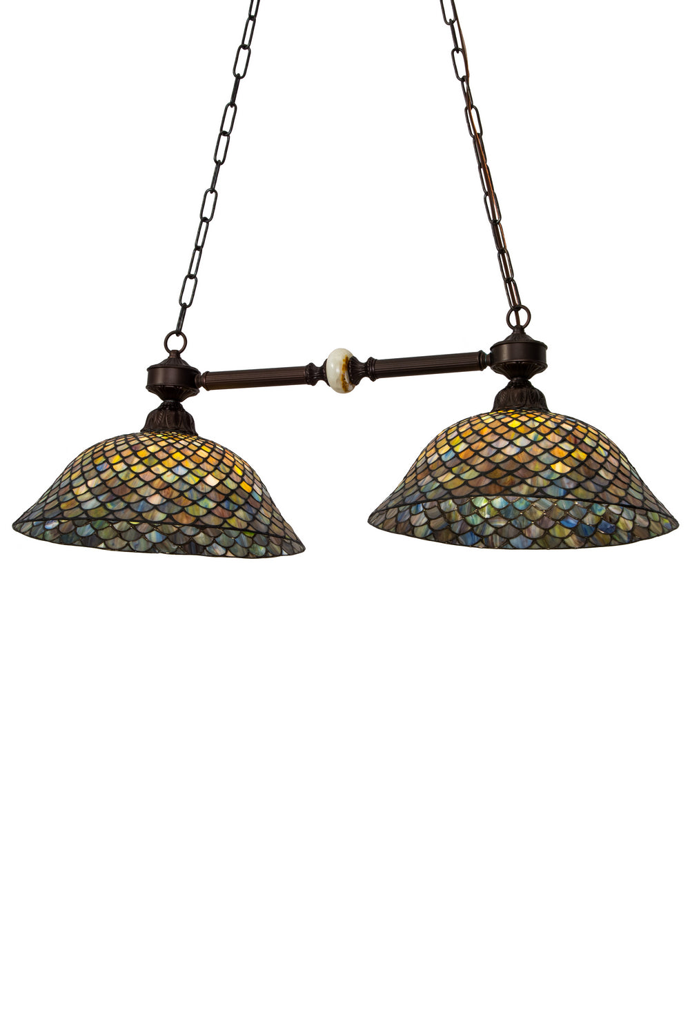 Meyda Tiffany - 26440 - Two Light Island Pendant - Tiffany Fishscale - Mahogany Bronze