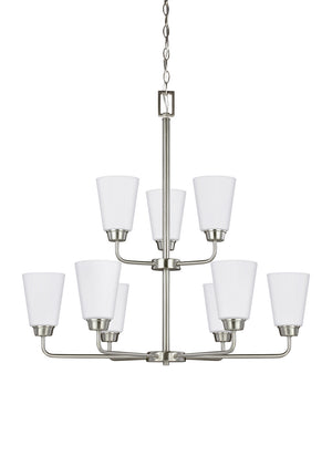 Generation Lighting. - 3115209-962 - Nine Light Chandelier - Kerrville - Brushed Nickel