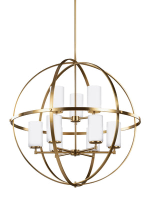 Generation Lighting. - 3124609-848 - Nine Light Chandelier - Alturas - Satin Brass