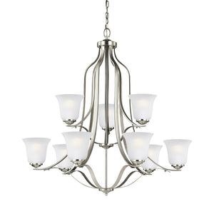 Generation Lighting. - 3139009-962 - Nine Light Chandelier - Emmons - Brushed Nickel