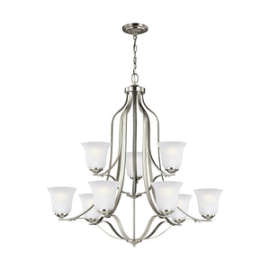 Generation Lighting. - 3139009-962 - Nine Light Chandelier - Emmons - Brushed Nickel