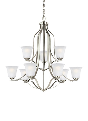 Generation Lighting. - 3139009EN3-962 - Nine Light Chandelier - Emmons - Brushed Nickel