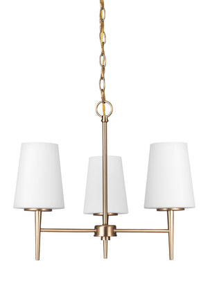 Generation Lighting. - 3140403EN3-848 - Three Light Chandelier - Driscoll - Satin Brass