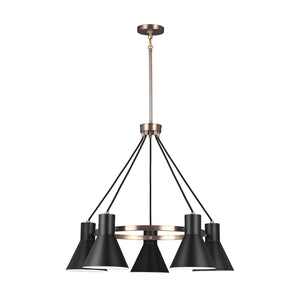 Generation Lighting. - 3141305-848 - Five Light Chandelier - Towner - Satin Brass