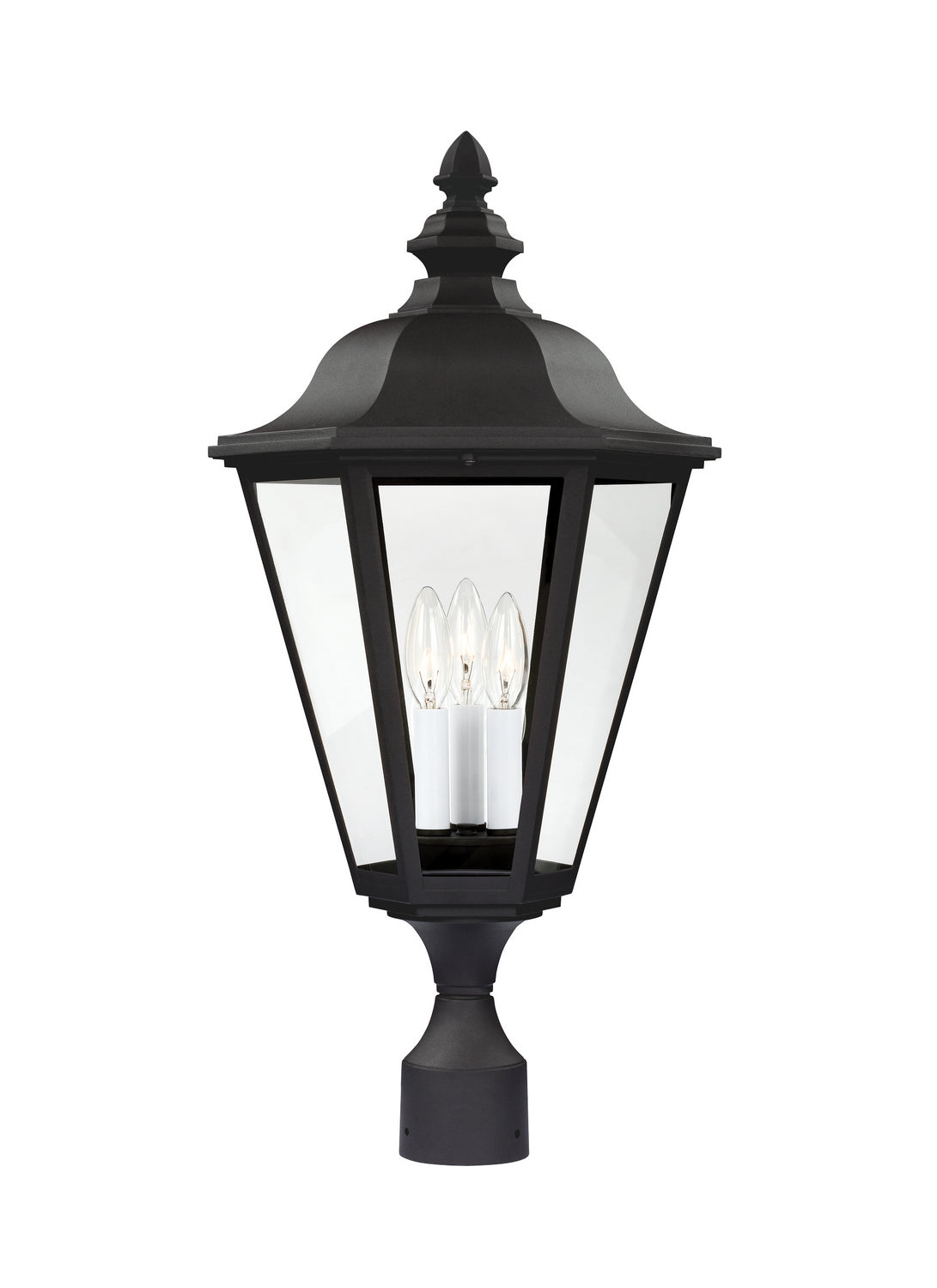 Generation Lighting. - 8231EN-12 - Three Light Outdoor Post Lantern - Brentwood - Black