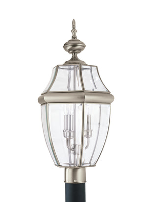 Generation Lighting. - 8239EN-965 - Three Light Outdoor Post Lantern - Lancaster - Antique Brushed Nickel