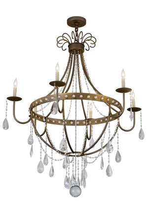 Meyda Tiffany - 182546 - Six Light Chandelier - Azaleia - Faux Silver Leaf