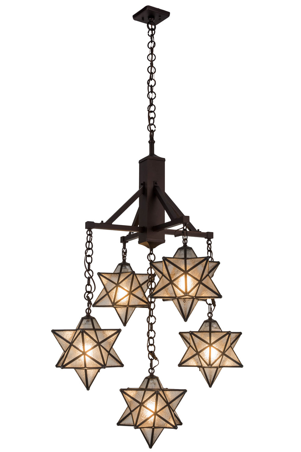 Meyda Tiffany - 184367 - Five Light Chandelier - Moravian Star - Mahogany Bronze